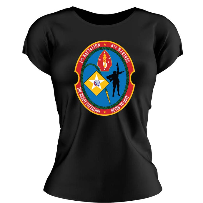 Second Battalion Sixth Marines USMC Unit ladie's T-Shirt, 2/6 USMC Unit logo, USMC gift ideas for women, Marine Corp gifts for women 2nd Battalion 6th Marines