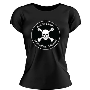 1st Bn 7th Marines Suicide Charley USMC Unit ladie's T-Shirt, 1st Bn 7th Marines Suicide Charley logo, USMC gift ideas for women, Marine Corp gifts for women 1/7 Suicide Charley 