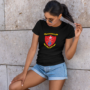 First Battalion Fifth Marines USMC Unit ladie's T-Shirt,  1/5 USMC Unit logo, USMC gift ideas for women, Marine Corp gifts for women 1st Battalion 5th Marines