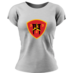 Third Battalion Third Marines,  (3/3) Marines USMC Unit ladie's T-Shirt, 3/3 USMC Unit logo, USMC gift ideas for women, Marine Corp gifts for women 3rd Battalion 3rd Marines