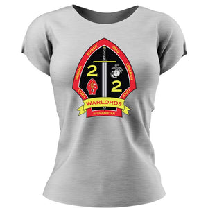 Second Battalion Second Marines,  (2/2) Marines USMC Unit ladie's T-Shirt, 2/2 USMC Unit logo, USMC gift ideas for women, Marine Corp gifts for women 2nd Battalion 2nd  Marines