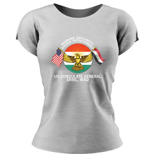 Marine  Security Guard Detachment Erbil Iraq, MSG  DET Erbil Iraq USMC  ladie's T-Shirt, Marine  Security Guard Detachment Erbil Iraq USMC logo, USMC gift ideas for women, Marine Corp gifts for women Marine  Security Guard Detachment Erbil Iraq