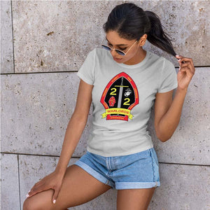 Second Battalion Second Marines,  (2/2) Marines USMC Unit ladie's T-Shirt, 2/2 USMC Unit logo, USMC gift ideas for women, Marine Corp gifts for women 2nd Battalion 2nd  Marines