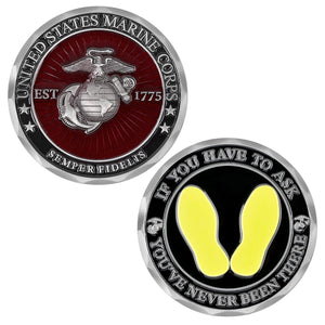 USMC Yellow Footprints Coin-if You Have to Ask Marine Corps Challenge Coin