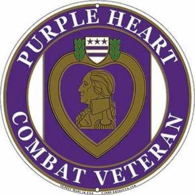 12 Inch Purple Heart Embossed Metal Sign