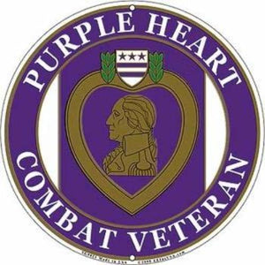 12 Inch Purple Heart Embossed Metal Sign