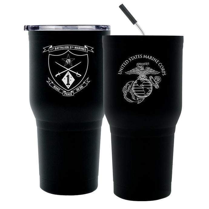1st Battalion 5th Marines USMC Unit Logo tumbler, 1st Battalion 5th Marines  (1/5 USMC Unit) coffee cup, 1st Battalion 5th Marines  USMC, Marine Corp gift ideas, USMC Gifts for women or men