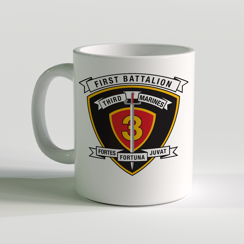 1st Battalion 3rd Marines, 1/3, USMC Coffee Mug, fortes fotuna juvat