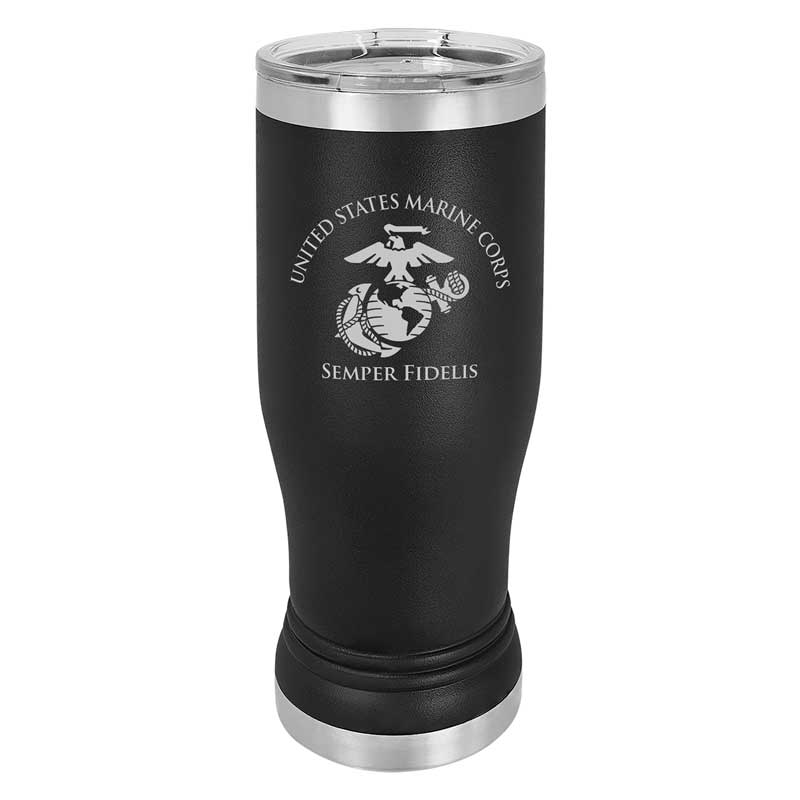 20 oz USMC Black Double Wall Vacuum Insulated Stainless Steel USMC Tumbler Travel Mug, USMC Travel Mug, USMC Cup
