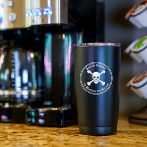 Suicide Charley logo tumbler, Suicide Charley coffee cup, 1st Bn 7th Marines Suicide CharleyUSMC, Marine Corp gift ideas, USMC Gifts for women 20 ounce