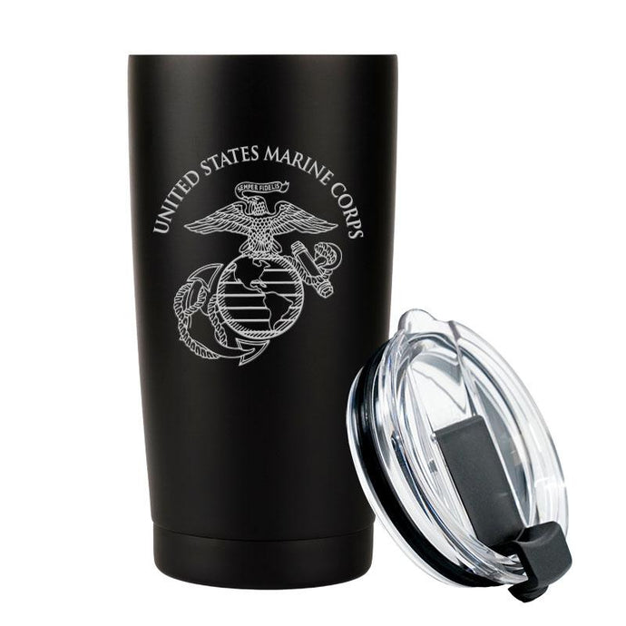 20 oz USMC tumbler, USMC tumbler, leak proof lid, Marine Corps Tumbler, Marine Corps drinkware