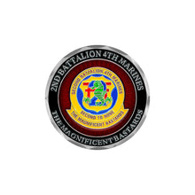2ndBn 4th Marines Unit Coin, Second Battalion Fourth Marines Unit Coin, 2nd Battalion 4th Marines Unit Coin, USMC 2/4 Unit Coin