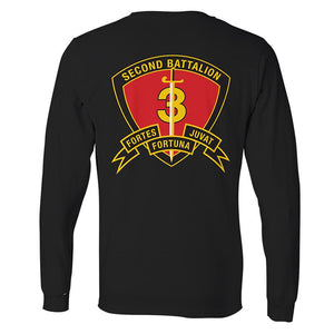 2nd Bn 3rd Marines Long Sleeve T-Shirt, 2/3 unit long sleeve t-shirt, USMC 2nd Battalion 3rd Marines2nd Bn 3rd Marines Unit Logo Black Long Sleeve T-Shirt