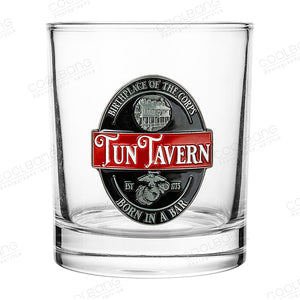USMC Tun Tavern Rocks Drink Glass-Large Size Marine Corps Whiskey Glass
