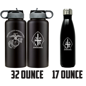 3rd Battalion 8th Marines logo water bottle, 3rd Battalion 8th Marines hydroflask, 3d Battalion 8th Marines USMC, Marine Corp gift ideas, USMC Gifts for women flask, big USMC water bottle, Marine Corp water bottle 