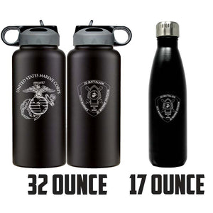 2nd Bn 10th Marines logo water bottle, 2dBn 10th Marines hydroflask, Second Battalion Tenth Marines USMC, Marine Corp gift ideas, USMC Gifts for women water bottle