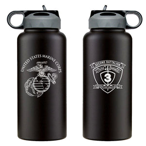 2nd Battalion 3rd Marines USMC Unit logo water bottle, Second Battalion Third Marines Unit Logo hydroflask, 2/3 USMC, Marine Corp gift ideas, USMC Gifts for women 32 oz Water bottle