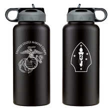 2nd Marine Division USMC Unit Logo water bottle, 2d MARDIV USMC Unit Logo hydroflask, 2d MARDIV USMC, Marine Corp gift ideas, USMC Gifts for men or women flask 32 Oz
