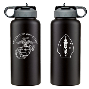 2nd Marine Division USMC Unit Logo water bottle, 2d MARDIV USMC Unit Logo hydroflask, 2d MARDIV USMC, Marine Corp gift ideas, USMC Gifts for men or women flask 32 Oz