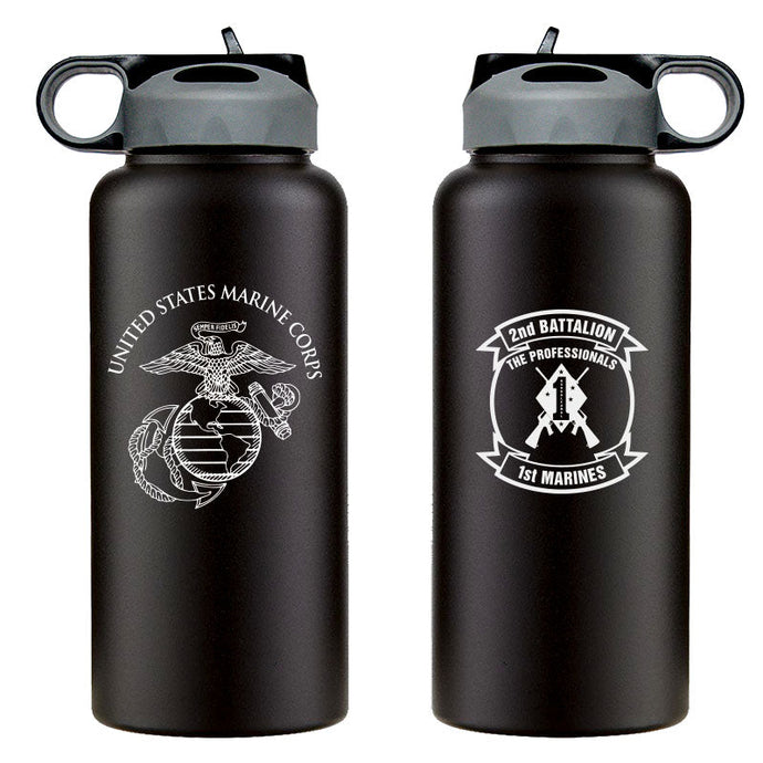 2nd Bn 1st Marines logo water bottle, 2d Bn 1st Marines hydroflask, 2dBn 1st Marines USMC, Marine Corp gift ideas, USMC Gifts for men or women flask 32oz