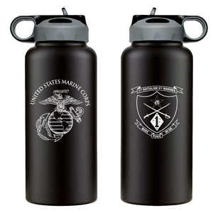 1st Battalion 5th Marines USMC Unit logo water bottle, First Battalion Fifth Marines Unit Logo hydroflask, 1/5 USMC, Marine Corp gift ideas, USMC Gifts for women 32 Oz Water bottle