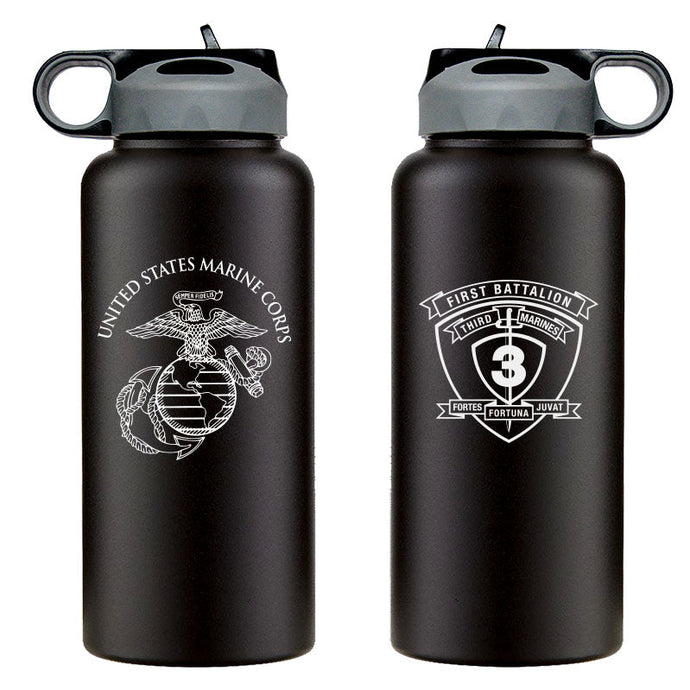 1st Bn 3rd Marines logo water bottle, 1st Bn 3rd Marines hydroflask, 1st Battalion 3d Marines USMC, Marine Corp gift ideas, USMC Gifts for women flask, big USMC water bottle, 32 ounce Marine Corp water bottle 
