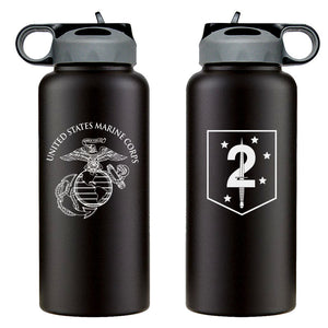 2nd MSOB logo water bottle, 2nd Marine Special Operations Battalion hydroflask, 2nd MSOB USMC, Marine Corp gift ideas, USMC Gifts for women flask, big USMC water bottle, 32 ounce Marine Corp water bottle 
