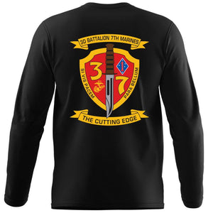 3rd Battalion 7th Marines USMC Long Sleeve Unit T-Shirt, 3rd Battalion 7th Marines logo, USMC gift ideas for men, Marine Corp gifts men or women