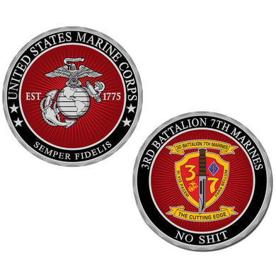 Third battalion Seventh Marines, USMC 3/7 Unit Coin, 3rdBn 7th Marines Unit Coin, 3rd Battalion 7th Marines