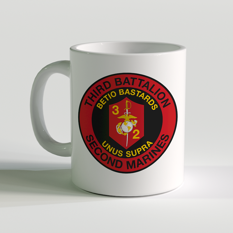 3/2 unit coffee mug, 3rd Battalion 2nd Marines, Betio Bastards, unus supra