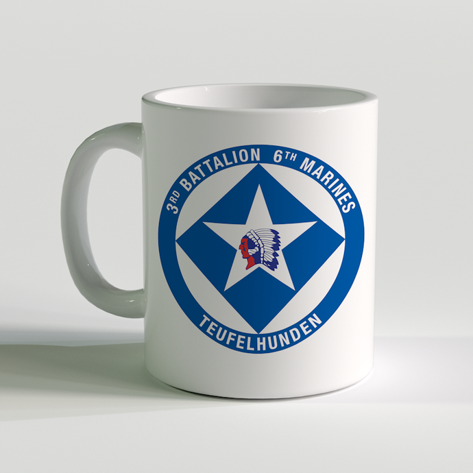3/6 unit coffee mug, 3rd battalion 6th marines, usmc coffee mug, teufelhunden