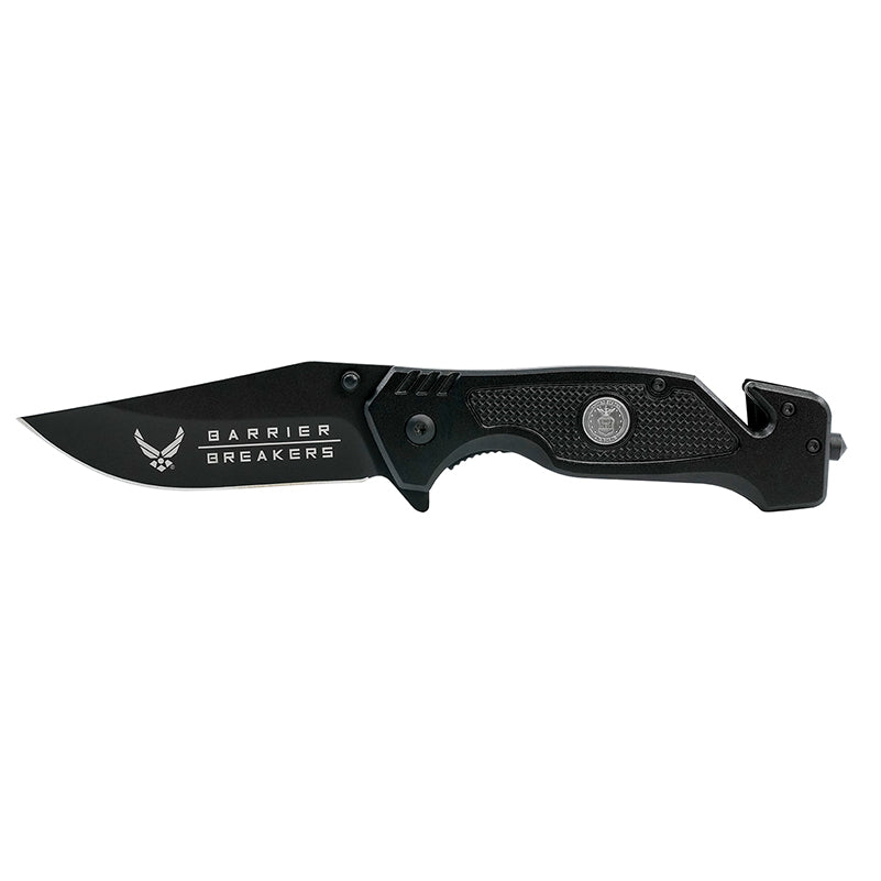 USAF Black Stealth Stainless Steel Folding Tactical Knife