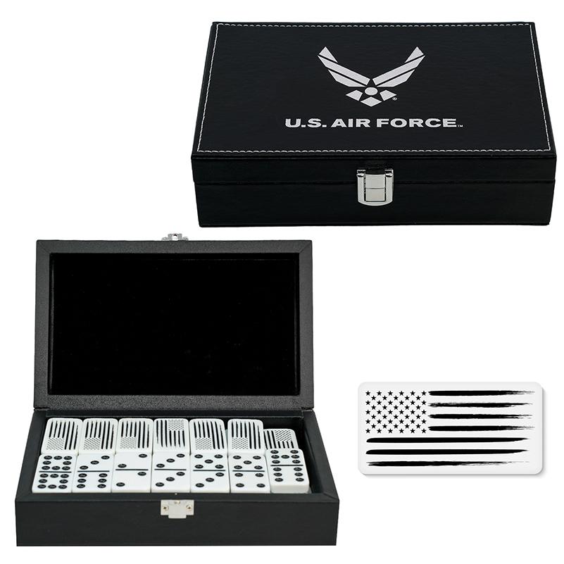 USAF Double Nine Dominoes Black Leather Box