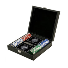 American Flag Patriotic Poker Chip Casino Set Black Leather Box with Two Decks Of Cards and Dice