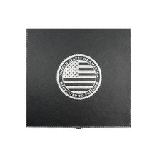 American Flag Patriotic Poker Chip Casino Set Black Leather Box with Two Decks Of Cards and Dice