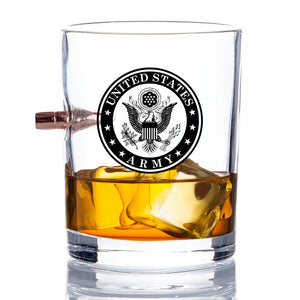 US Army Bullet Whiskey Glass – .308 Bullet - Army Rocks Glass - Soldier Gifts
