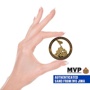 Iwo Jima Challenge Coin with Sands of Iwo Jima