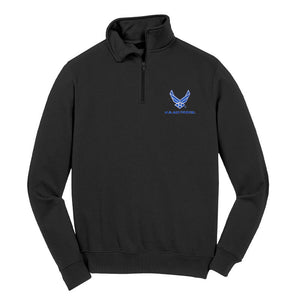 Air Force Embroidered Quarter Zip Sweatshirt-MADE IN USA