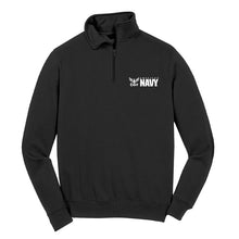 Embroidered Navy 1/4 Zip sweatshirt, USN gifts for women or men black