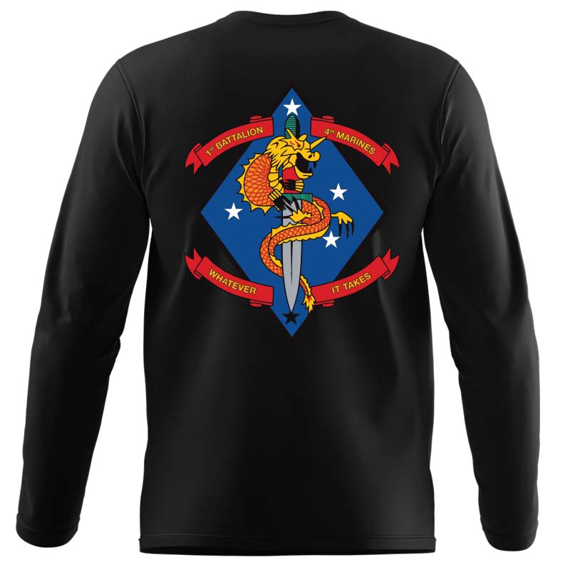 1st Battalion 4th Marines Long Sleeve T-Shirt, 1/4 Marines Long Sleeve T-Shirt, USMC 1/4 Unit t-shirt