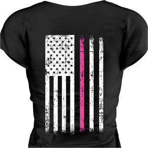 Ladies' American Flag Cancer Awareness Shirt for Women Support Cancer Research