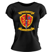 3rd Bn 7th Marines Women's USMC Unit T-Shirt, 3rd Bn 7th Marines logo, USMC gift ideas for women, Marine Corps gifts women