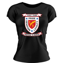 1st Bn 7th Marines Women's Unit Logo T-Shirt, 1/7 Marines logo, 1st Bn 7th Marines USMC