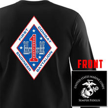 1st Combat Engineer Battalion Long Sleeve T-Shirt, 1st CEB long sleeve t-shirt, USMC 1st CEB unit t-shirt