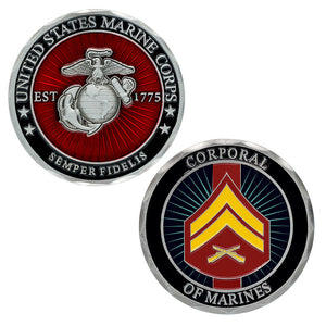 USMC Corporal Coin, Cpl USMC Coin, USMC Cpl Coin, Corporal Of Marines 