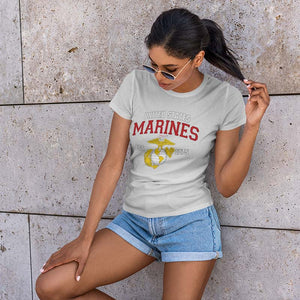 Female US Marines EST 1775 Gray Slim Fit T-Shirt