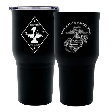 First Tank Battalion Unit USMC Unit logo tumbler, 1st Tank Bn USMC Unit Logo coffee cup, 1st Tank Bn USMC, Marine Corp gift ideas, USMC Gifts for women or men 30 oz