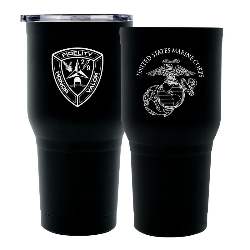 Second Battalion Ninth Marines Unit Logo tumbler, 2/9 USMC Unit Tumbler, 2nd Bn 9th Marines USMC, Marine Corp gift ideas, USMC Gifts for women or men 30oz