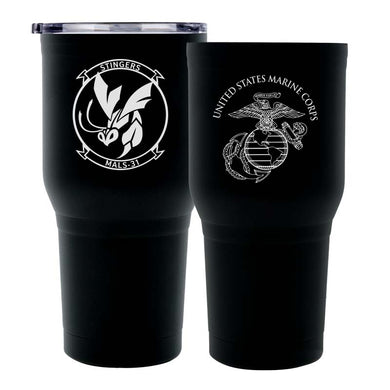 Marine Aviation Logistics Squadron 31 (MALS-31) USMC Unit Logo Laser Engraved Stainless Steel Marine Corps Tumbler - 30 oz, MALS-31 Stingers