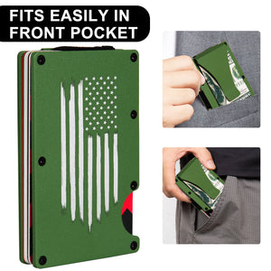 OD Green American Flag RFID Blocking Metal Wallet